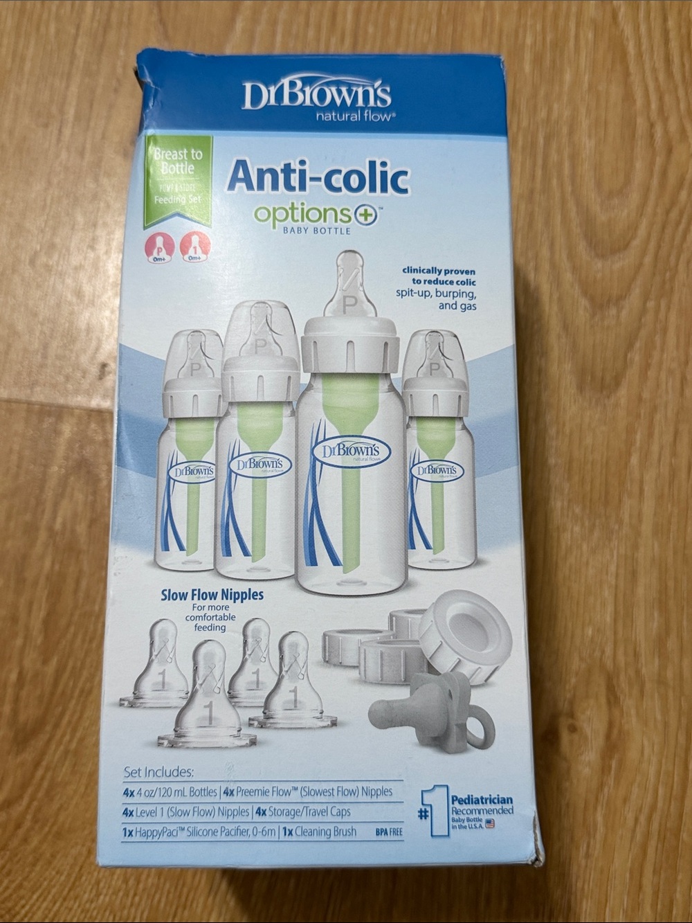 Anti-Colic Options+ Baby Bottles - White & Green